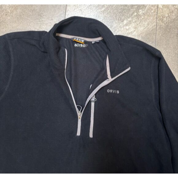 Orvis Quarter Zip Black Waffle Fleece Jacket Men's Size XXL - Picture 2 of 3